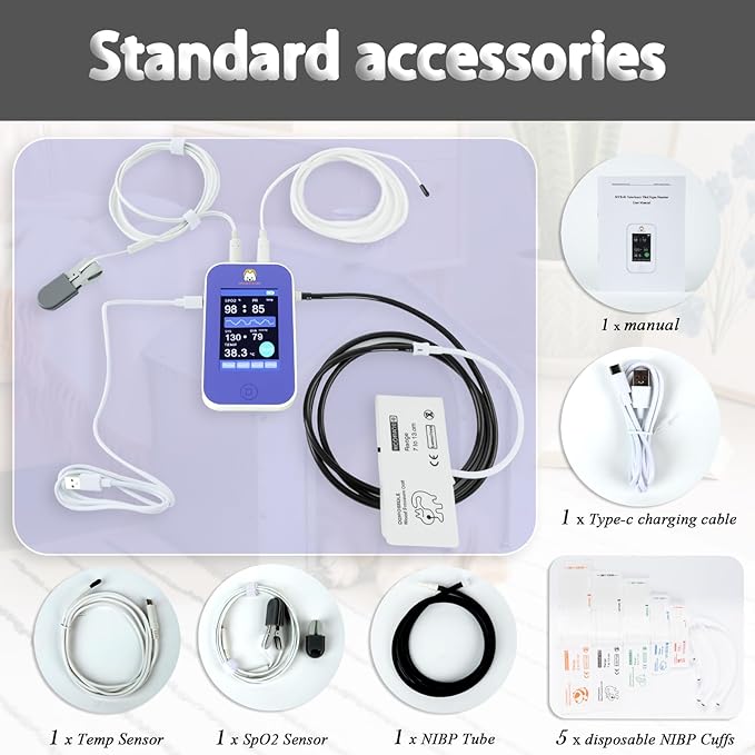 Veterinary Monitor: Pets Vital Signs of spo2,Pulse Rate,Temperature and Blood Pressure Monitoring Dog or cat Blood Pressure Color Touch Screen Monitor