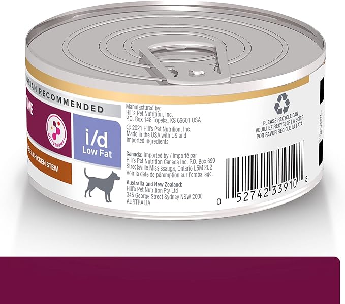 Hill's Prescription Diet i/d Low Fat Digestive Care Wet Dog Food, Rice, Vegetable, & Chicken Stew, 5.5 oz. Cans, 24-Pack