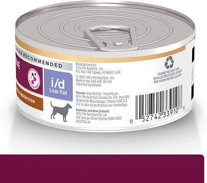 Hill's Prescription Diet i/d Low Fat Digestive Care Wet Dog Food, Rice, Vegetable, & Chicken Stew, 5.5 oz. Cans, 24-Pack