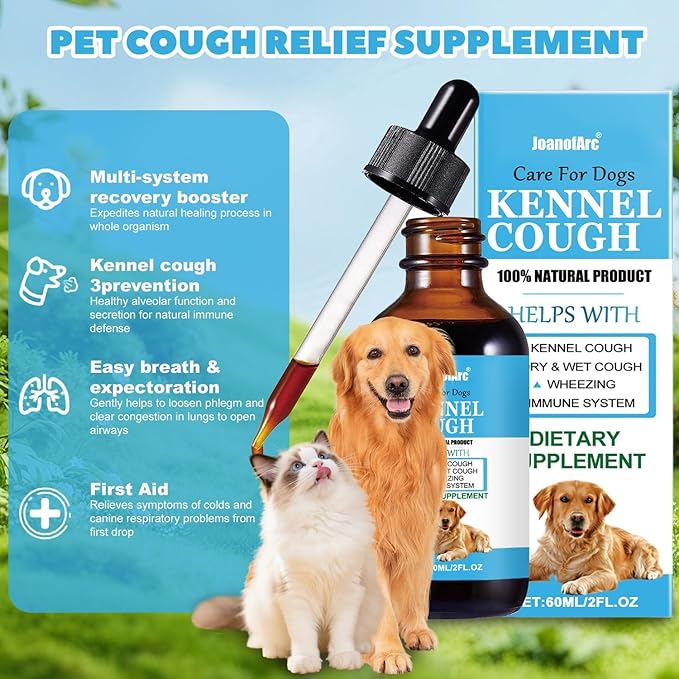 Herbal Cough Drops for Dogs & Cats, 60ML Natural Soothing Supplement for All Breeds, Sizes - Soothes Cough & Throat Irritation