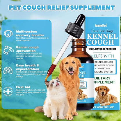 Herbal Cough Drops for Dogs & Cats, 60ML Natural Soothing Supplement for All Breeds, Sizes - Soothes Cough & Throat Irritation