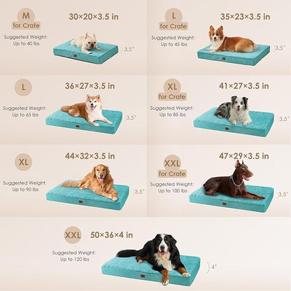 EHEYCIGA Orthopedic XXL Dog Beds for Jumbo Dogs with Removable Washable Cover, Turquoise Blue, 50x36