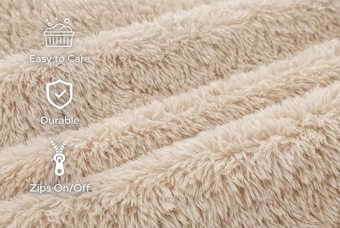 KOPEKS Orthopedic Memory Foam Dog Bed 7" Inch Thick Extra Large Dog Bed with Pillow Fluffy Brown 50"x34"x10" Includes Waterproof Liner & Durable Removable Cover with Smart Design