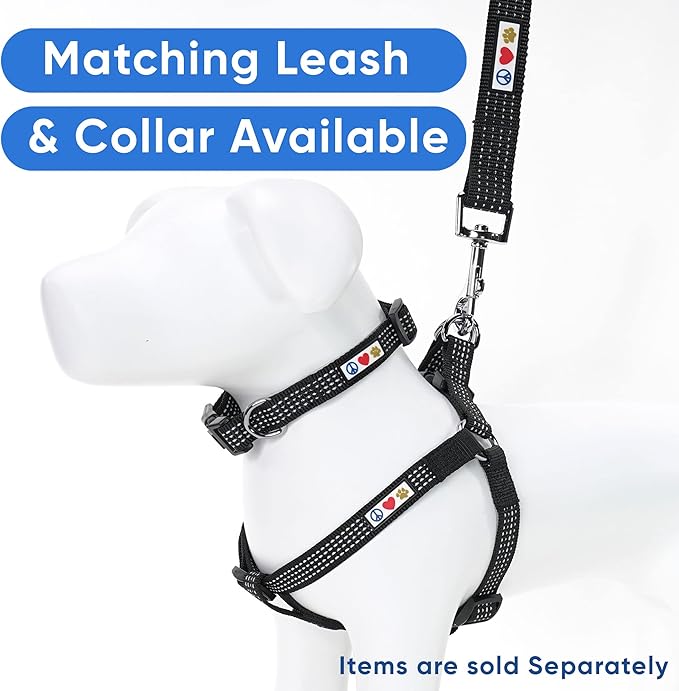 Pawtitas Reflective Step-in Dog Harness – Adjustable No-Pull Vest for Puppies to Seniors, Safe & Comfortable, S Black