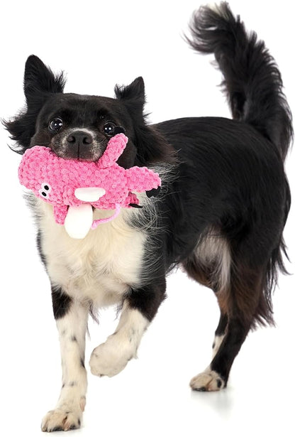 goDog Checkers Just for Me Flying Pig Squeaky Plush Dog Toy with Chew Guard Technology, Durable Fabric & Squeaker for Active Play, Pink, Mini