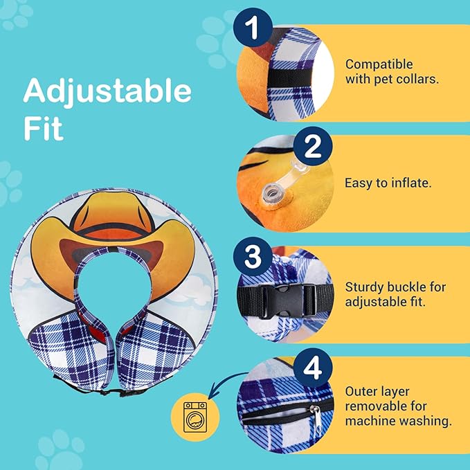 Avont Inflatable Dog Cone Collar After Surgery, Soft Dog Donut Collar to Stop Licking, E Collar Cone Alternative for Small Medium Large Dogs -Cowboy(M+)