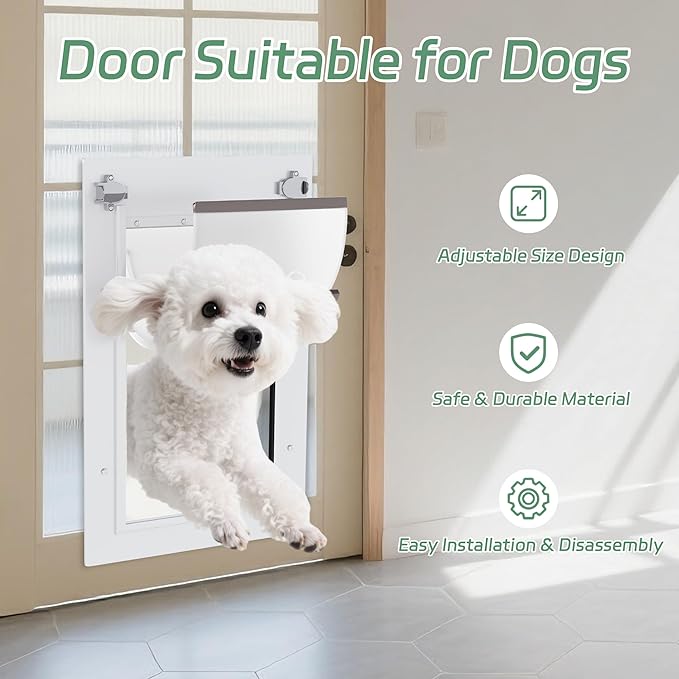 Heavy-Duty Weatherproof Dog Door for Wall and Door, Secure Double Flap Design with Aluminum Lock, for Indoor/Outdoor Use, Fits Pets Up to 40 lbs