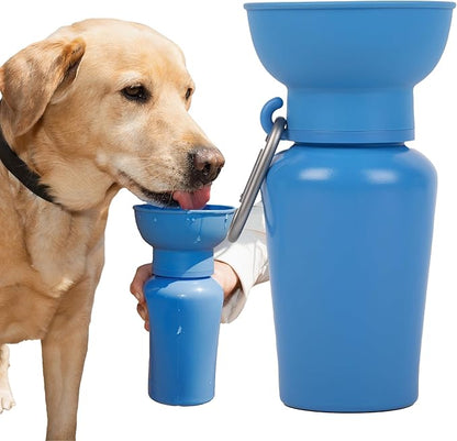 Springer Flip Dog Water Bottle | Portable Drinking Feeder with Foldable Food-Grade Silicone Bowl | One-Hand Squeeze & Leak-Proof | BPA-Free 20oz | Walking, Hiking & Camping | Puppy Essentials
