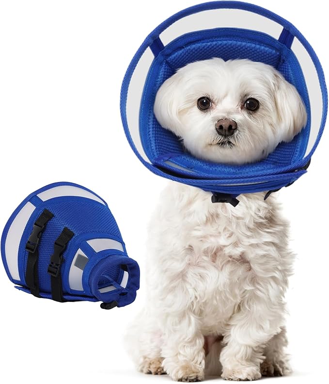 Dora Bridal Dog Cone Collar for Medium Dogs After Surgery, Soft Comfy Recovery Pet Cone Alternative, Adjustable Elizabethan Collar for Dogs to Stop Licking, Blue, M