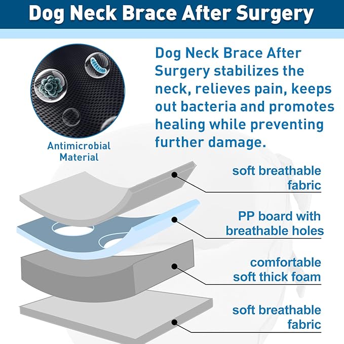 ETIAL Dog Neck Brace After Surgery, Breathable Dog Protective Collar to Prevent Pets from Anti-Bite Lick Wound Healing, E-Collar & Cone Collar Alternative for Small Medium Large Dogs (Gray, XS)