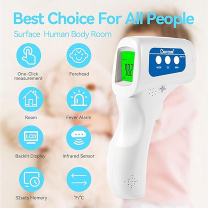 Berrcom Thermometer, 3 in 1 Contactless Infrared Fever Check Thermometer for Forehead, Ideal for Baby, Infant, Kids, and Adults, Batteries Not Included, JXB-178 (White)