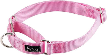 Hyhug Martingale Dog Collar Medium Pink |Escape - Proof Heavy Duty Nylon Durable No Slip, Ideal for Training & Daily Walks