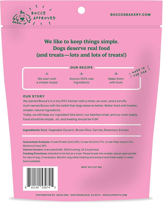 Bocce's Bakery Holly Jolly Holiday Flavor Jerky Stick Dog Treats - No Added Salt or Sugar, Natural & High-Protein - Wheat-Free, Made with Limited-Ingredients & Baked in The USA, 4 oz