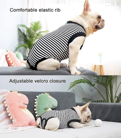 Dogs Cats Recovery Suit XX-Large for After Surgery, Professional Pet Recovery Shirt Dog Abdominal Wounds Bandages, Substitute E-Collar & Cone,Prevent Licking Dog Onesies,Black-White XXL