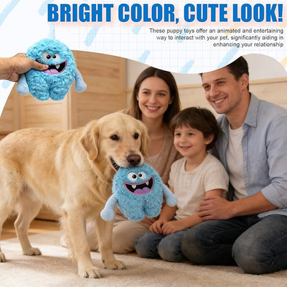 Plush Squeaky Dog Toy, Crinkle Stuffed Dog Toy Keep Them Busy Tug of War Birthday Dog Chew Toy for Small Medium Large Dogs (Light Blue)