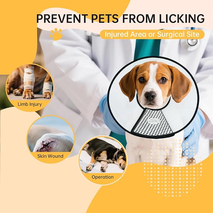 Dog Cone Collar for Surgery Recovery, Adjustable Soft Elizabethan Collar, Anti-Lick Protective Neck E-Collar for Dogs XL