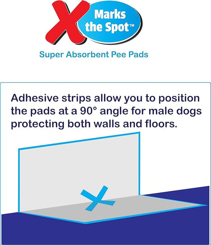 SPOT X Marks The Spot Puppy Training Pads – Extra Absorbent, Adhesive Strips, Pheromone-Enhanced Attractant for Potty Training, 22" x 22", 30-Pack
