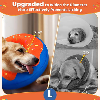Gimars Large Inflatable Dog Cone Alternative Dog Donut Collar After Surgery, Soft Neck Pillow Recovery Cone, Elizabethan Collar Alternative for Medium and Large, L Neck:12"-18"