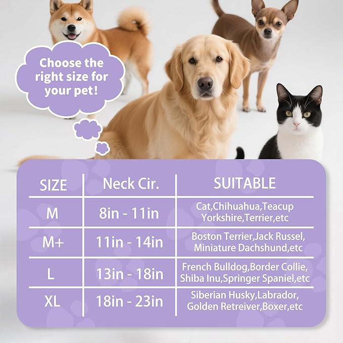 Inflatable Recovery Dog Cone Collar for Large Medium Dogs After Surgery, Soft Dog Donut Collar Adjustable Recovery Bone for Pets, Prevent from Biting & Scratching (Pink, XL)