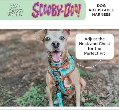 Sassy Woof Dog Adjustable Harness - Scooby-Doo™ - S, Breathable Mesh, No Pull Design with Two D-Rings, Patented Design, Perfect for Small Dogs and Puppies - Officially Licensed