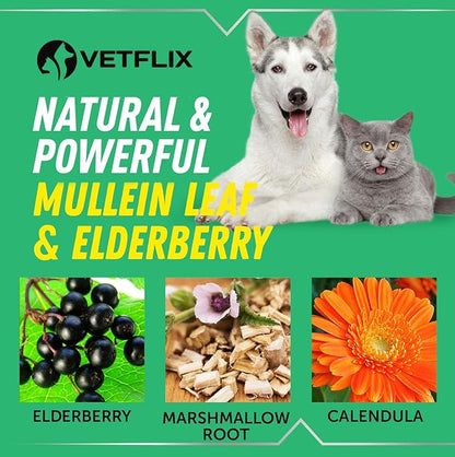 Cough Relief for Dogs, Cats, Puppies and Kittens - Made in USA - Kennel Cough and Asthma Relief - Mullein Leaf and Elderberry Blend - Dry, Wet and Barky Cough Relief - 2 Fl Oz