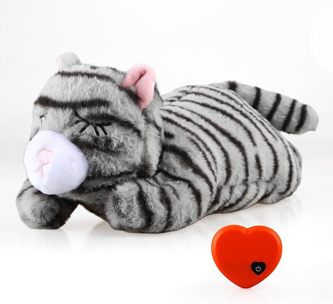 Puppy Toys with Heartbeat,Puppy Sleep Aid Toy,Small Dog Training Toys for Separation Anxiety Relief,Pets Plush Toys for Dogs Cats (Grey)