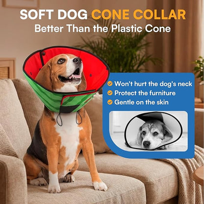 Queenmore Dog Cones for Small Dogs, Dog Cone Collar to Prevent Licking Wounds, Adjustable Comfy Cone for Dogs, Adjustable Elizabethan Collar for Pets, Watermelon S