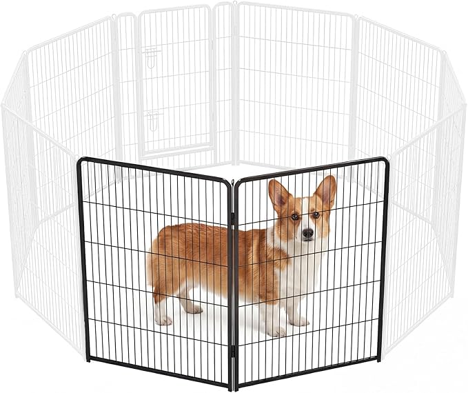 DUMOS Dog Playpen Indoor, Metal 40 Inch 2 Panels Foldable Pet Fence with Door, Outdoor Small Medium Large Dog Puppy Portable Exercise Play Pen for RV Camping, Trips, Play Yard