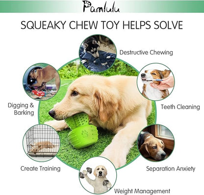 Pamlulu Dog Chew Toys & Teeth Cleaning Brush - Dental for Small, Medium & Large Dogs, Rubber Squeaky Toys for Aggressive Chewers, Cactus Tough Toys