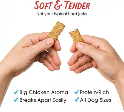 Farmland Traditions Dogs Love Chicken Jerky Dog Treats, Premium Two-Ingredient Dog Jerky with USA-Raised, Human-Grade Chicken & No Antibiotics Ever, 1 Pound (Pack of 2) Bag.