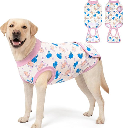 cyeollo Recovery Suit for Dogs Surgery Suit Female Spay Soft Breathable Pet Onesie Bodysuit Male Dog Neuter, Medium Large Dogs Surgical Recovery Shirt, Dinosaur, XL