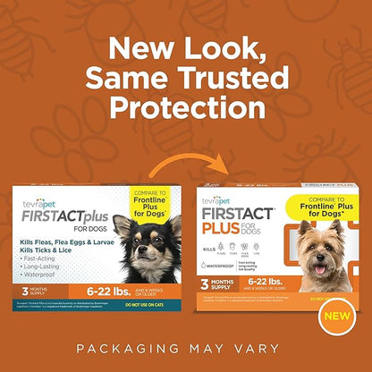 FirstAct Plus Flea Treatment for Dogs, Small Dogs 5-22 lbs, 6 Doses, Same Active Ingredients as Frontline Plus Flea and Tick Prevention for Dogs