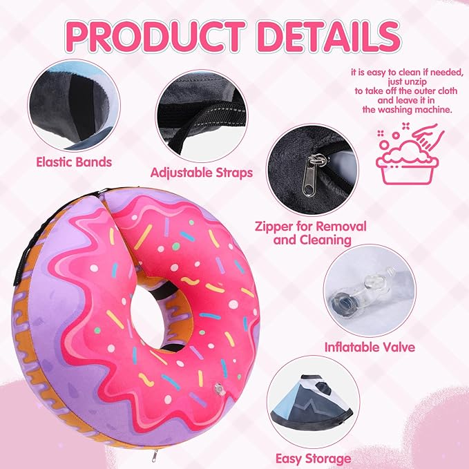 EXPAWLORER Large Widen Soft Dog Cone Collar - Inflatable Dog Neck Donut Collar Alternative After Surgery to Stop Licking,Adjustable Protective Recovery E Collar(Purple)