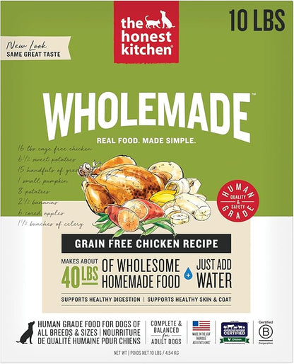 The Honest Kitchen Human Grade Wholemade™ Dehydrated Dog Food, Grain Free Chicken, 10 lb (makes 40lbs)
