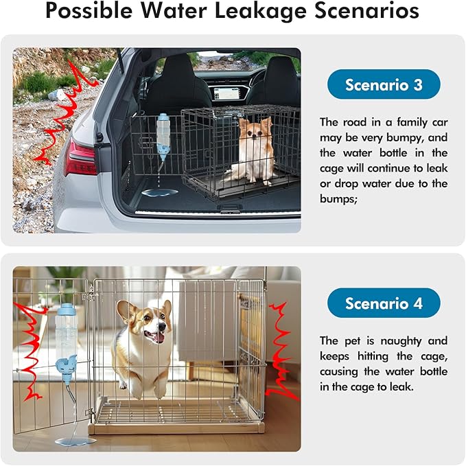Vannon Dog Water Dispenser for Cage, 34oz Auto Feeding Crate Water Bottle for Dogs, Cats & Rabbits, Pet Nozzle Diameter: 12mm, BPA Free, Blue