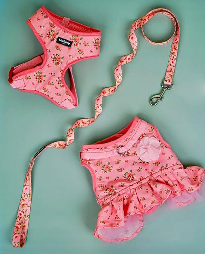 Blueberry Pet Soft & Comfy Floral No Pull Mesh Dog Harness, X-Small, Rose Baby Pink, Dress Harness for Dogs Girl, Small Dog Vest Harness, Fashionable for Puppy Owners