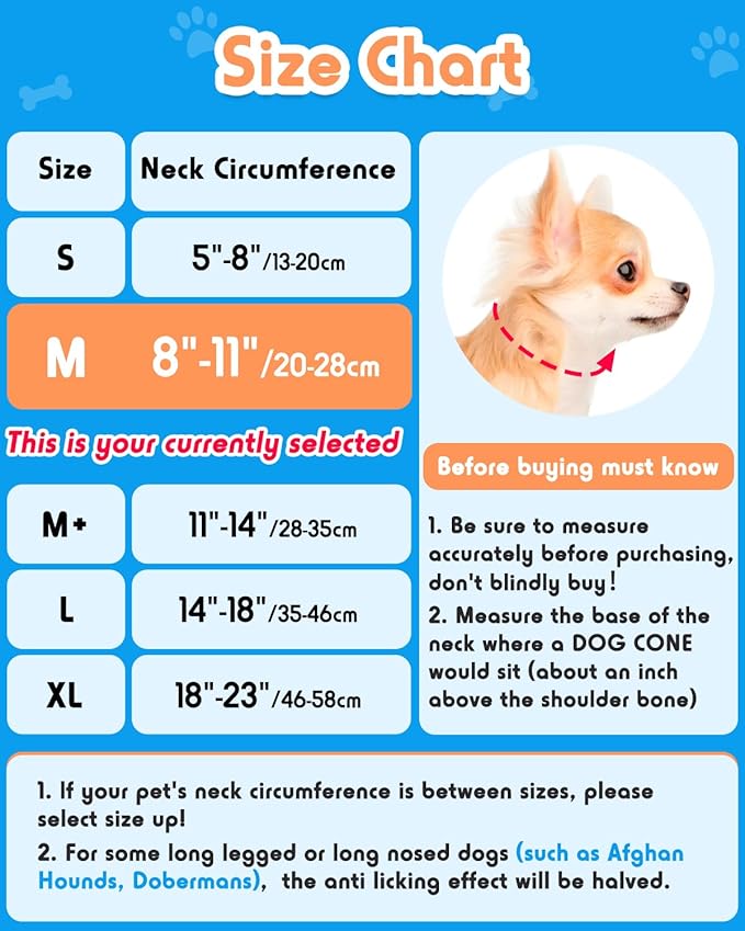 Inflatable Dog Pillow Cone Collar After Surgery, Donut Soft Neck Cone for Pug Dachshund Medium Dogs, etc, Recovery E Collar to Stop Licking Paw