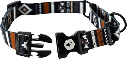 Wolfgang Heavy Duty Martingale Dog Collar with Quick Release Nylon Buckle for Walking & Training, NewMoon Print, Large