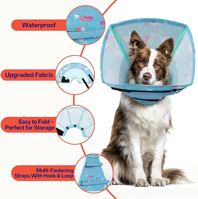 Comfortable Dog Cone - Soft Dog Cone Collar Adjustable Recovery Cone for Dogs to Stop Licking,Small Cone for Dogs,Cute Pet Head Neck Elizabethan Cone,Cone Alternative After Surgery,XS,Blue