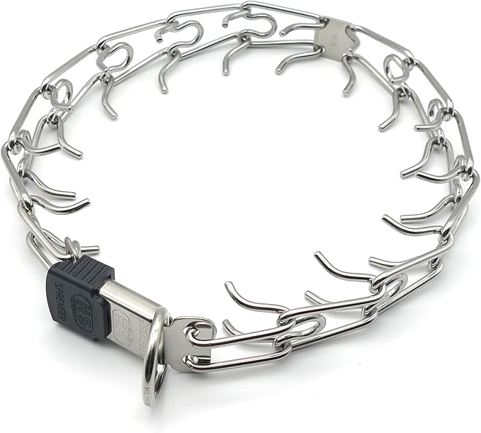 Herm Sprenger Stainless Steel Prong Dog Collar with ClicLock Buckle - for Small Medium Large Dogs – Ultra-Plus Training Pinch Collar with Quick Release - Made in Germany (23in (58cm) x 3.2mm)