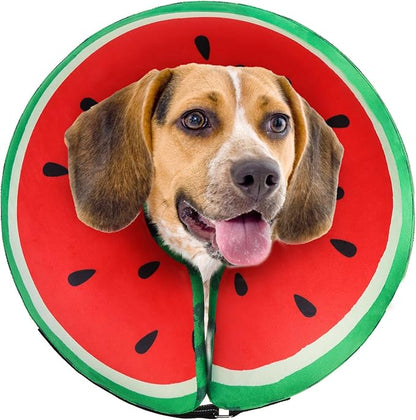 SCENEREAL Dog Cone Alternative After Surgery Donut Collar, Soft Pet Recovery Pillow Collar for Medium Large Dogs, Inflatable Adjustable Neck Collars to Prevent Licking, Watermelon L