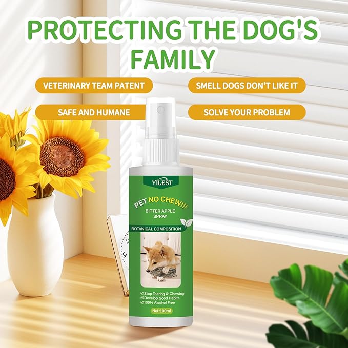 No Chew Spray for Dogs - Bitter Apple Spray for Dogs Stop Chewing Furniture - Shoes,Prevent Licking Bandages,Safe Do Training&Behavior Aids Spray,Indoor&Outdoor Use
