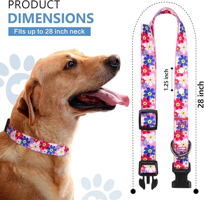 Rhea Rose 1 Inch Replacement Collar Strap Shock Collar with 2 Holes, Compatible with Nearly All Brands and Models of Underground Electric Dog Fences and Training Collars, Pink Daisy