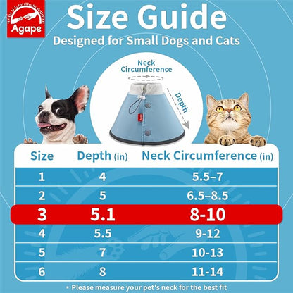 Agape Soft Dog Cone for Small Dogs & Cats, Comfy Dogs Recovery Collar After Surgery, Adjustable E Collar Alternative to Stop Licking, Protective Elizabethan Cones for Pup&Kitty, Comfortable Dog Cones