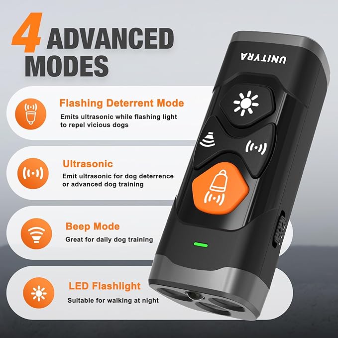 3X Ultrasonic Anti Barking Device for Dogs – 6 Training Modes, 35FT Range, Rechargeable Humane Dog Bark Deterrent Device with Flashlight for Indoor & Outdoor Use (Black)