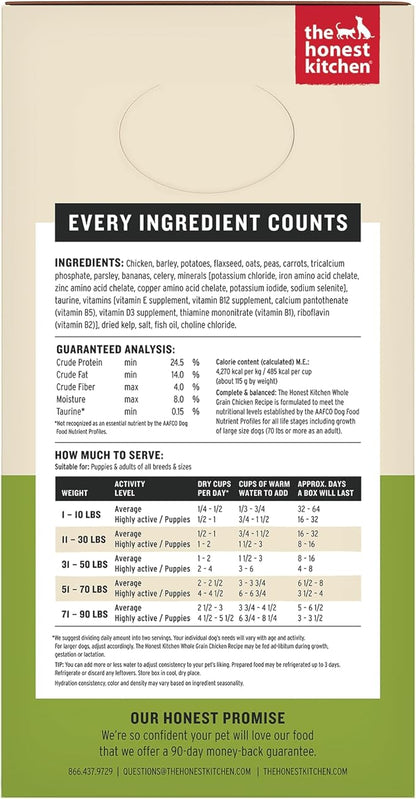 The Honest Kitchen Human Grade Wholemade™ Dehydrated Whole Grain Dog Food - Complete & Balanced Meal or Topper - Chicken 4 lb Box
