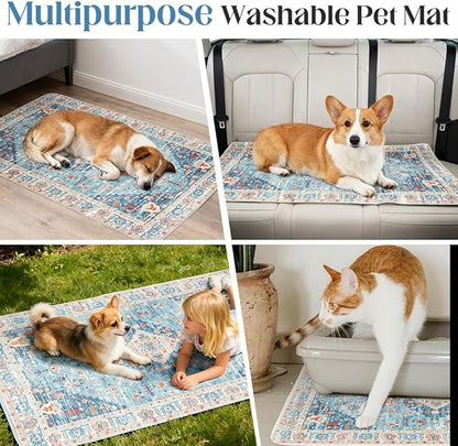 Washable Pee Pads for Dogs 2 Pack Reusable Puppy Training Pads 48"x48" Super Absorbent Waterproof Dog Training Pads, Non-Slip Potty Pads Whelping Pads Litter Mat Pet Supplies - Blue/Mix