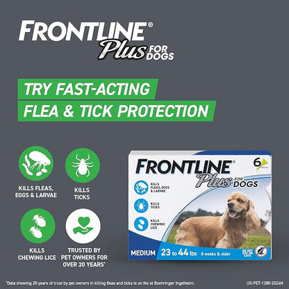 FRONTLINE Gold Flea & Tick Treatment for Medium Dogs Up to 23 to 44 lbs., Pack of 6