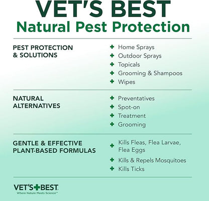 Vet’s Best Flea and Tick Home Spray – Plant-Based Flea and Tick Treatment for Dogs and Indoor Use – Natural Essential Oil Spray for Flea Control in the Home – Made in USA – 96 oz Refill