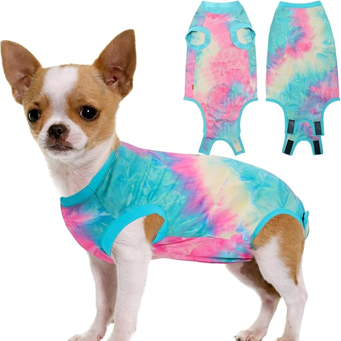 Dog Surgery Recovery Suit, Surgical Recovery Suit for Dog Male Female Neuter, Spay Shirt Onesie for Post Surgery, Cone Alternative, Tie-dye Green, S